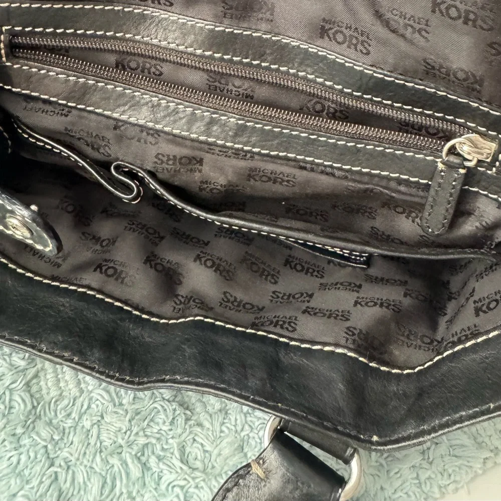 Michael Kors Black Leather Studded Shoulder Bag - Picture 10 of 15